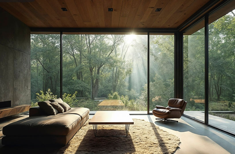 imagem ilustrativa de interior de casa com luz natural entrando pela janela - escolha entre vidro laminado e vidro temperado